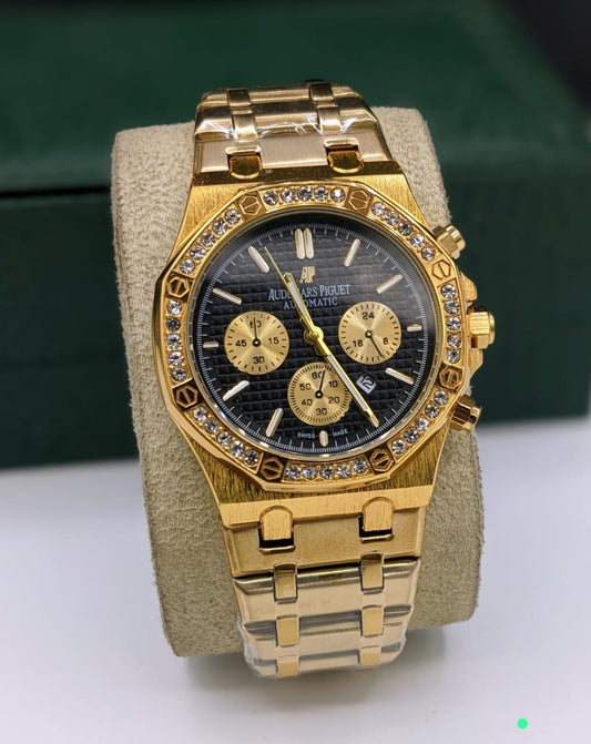 AP AUDEMARS PIGUET STONE FULL STAINLESS STEEL COOPER GOLD PRIMEUM WATCH